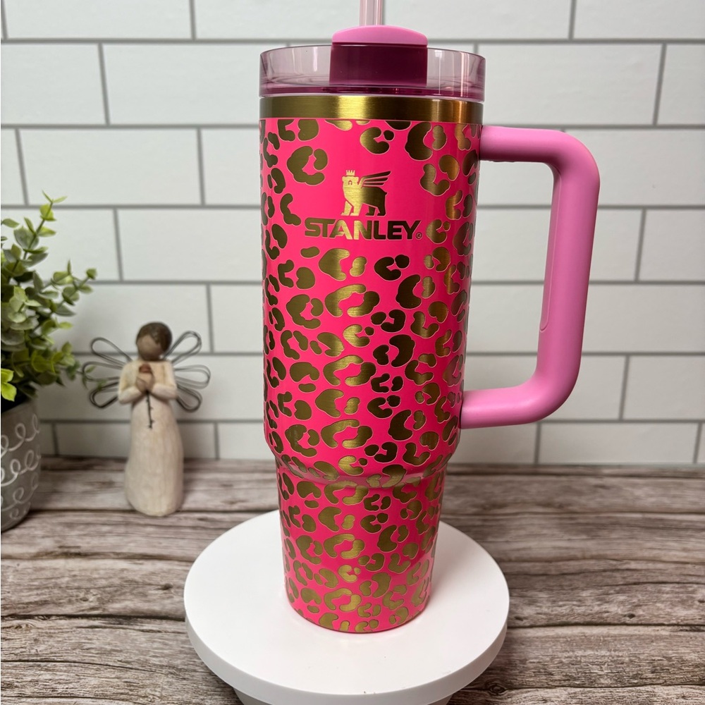 30oz Genuine Stanley Leopard Print Pink Parade Tumbler - Laser Engraved